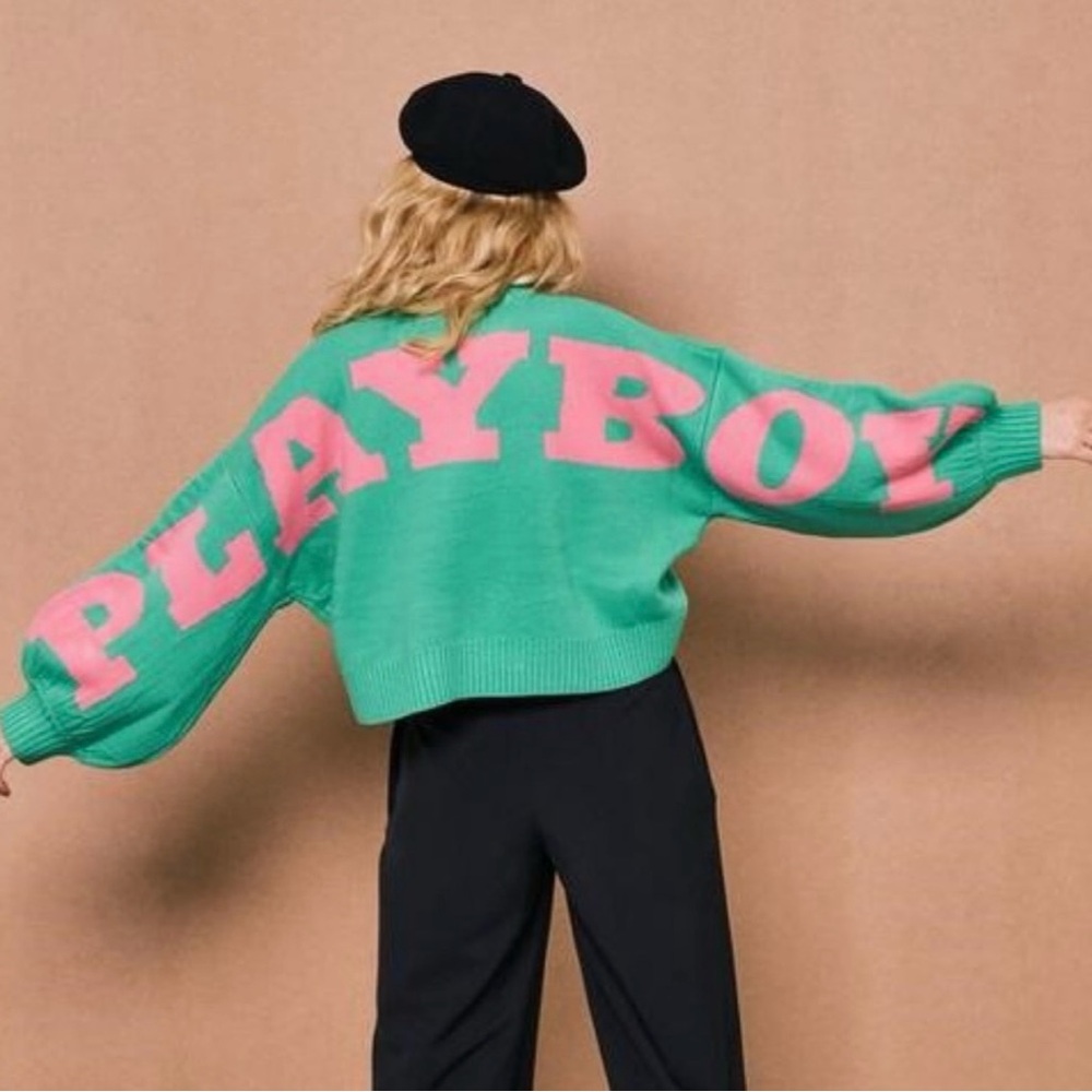 Playboy x Pacsun green and pink sweater